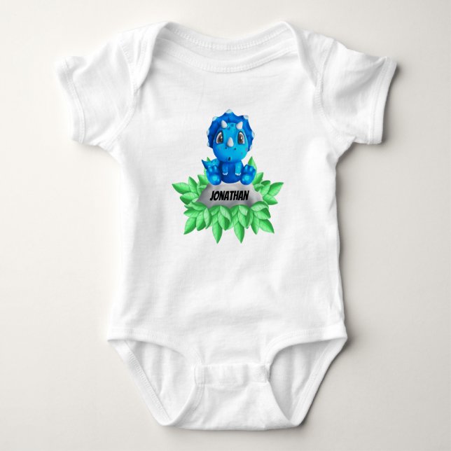 Body Para Bebé Baby Blue Triceratops Dinosaur (Anverso)
