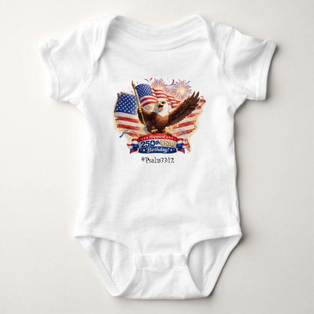 Body Para Bebé baby bodysuit Blessed Happy 250th Birthday USA! (Anverso)