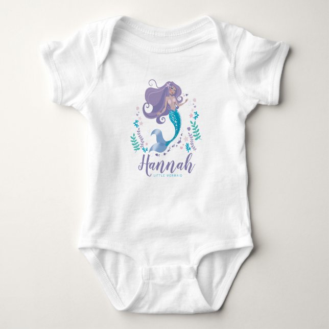Body Para Bebé Baby Bodysuit Chica Bonito Pequeña Sirena Nombre p (Anverso)