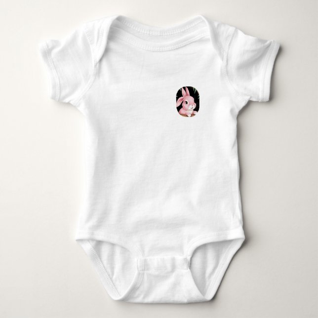 Body Para Bebé 🐰 Baby Bodysuit con un pequeño conejo rosado (Anverso)