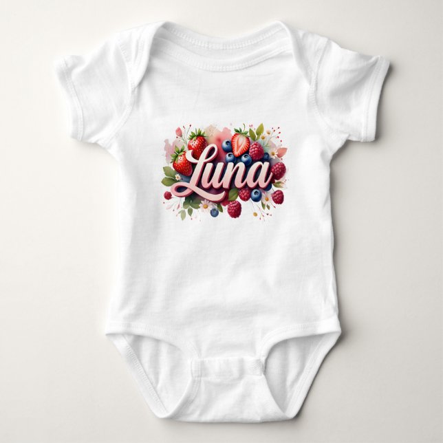 Body Para Bebé Baby Bodysuit " Luna " Diseño Floral Berry (Anverso)