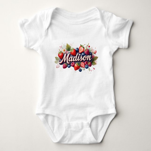 Body Para Bebé Baby Bodysuit " Madison " Berry Floral Design (Anverso)