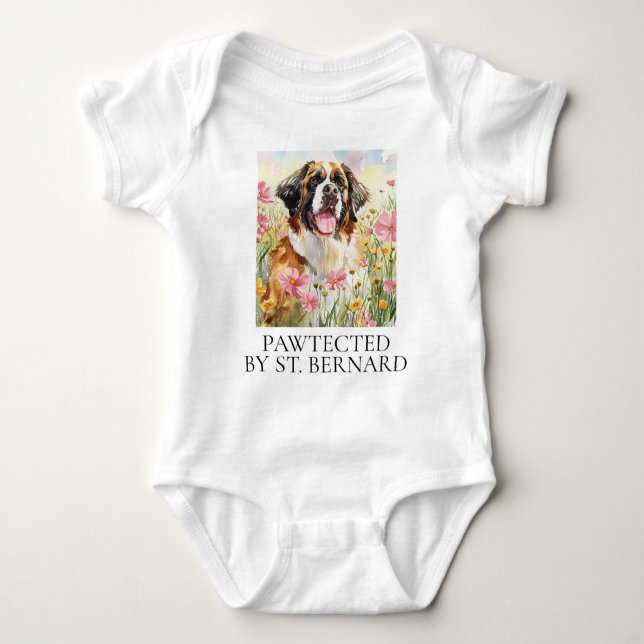 Body Para Bebé Baby Bodysuit – Pawtected by Saint Bernard (Anverso)