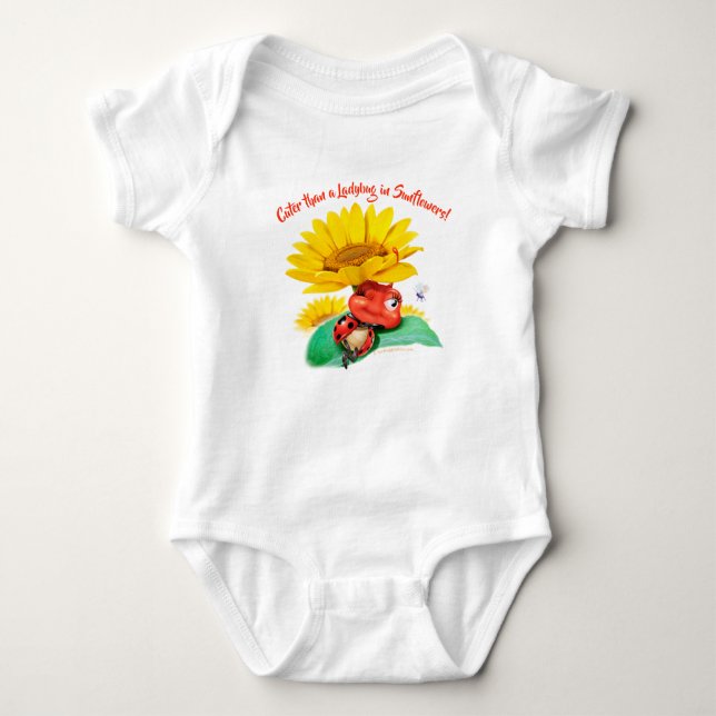 Body Para Bebé Baby Bodysuit Sleepy Ladybug Sunflowers (Anverso)