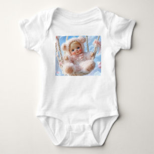 Body Para Bebé Baby Bodysuit T-shirt. 3D illustration of a pink