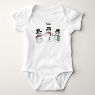 Body Para Bebé Baby Bodysuit   Trío de Snowman personalizado