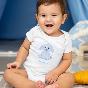 Body Para Bebé Baby Boy Blue Puppy Personalizado