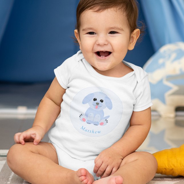 Body Para Bebé Baby Boy Blue Puppy Personalizado (Subido por el creador)