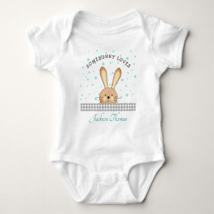 Body Para Bebé Baby Boy Cute Bunny Love Verde azulado/Gray Person
