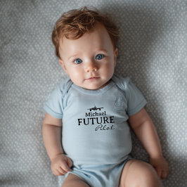 Body Para Bebé Baby Boy Future Pilot Airplane Blue Personalized