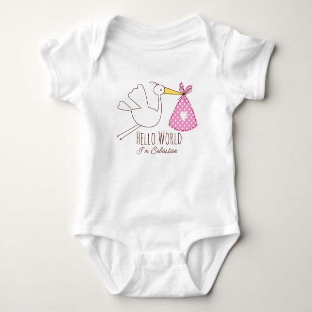 Body Para Bebé Baby Boy Hello World I'm Sebastian Personalized  (Anverso)