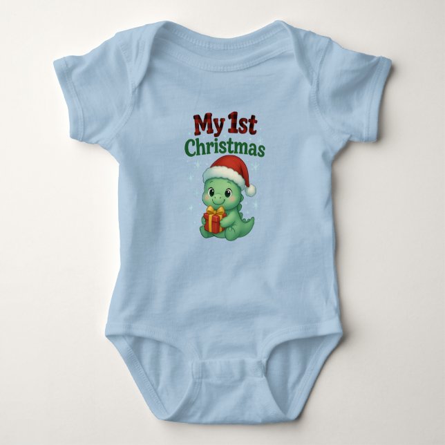 Body Para Bebé Baby Boy My 1st Christmas Dino (Anverso)