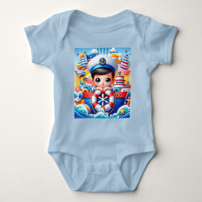 Body Para Bebé Baby Boy Nautical Adventure Baby Shower (Anverso)