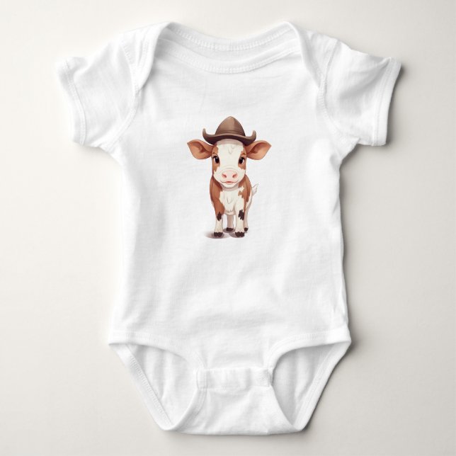 Body Para Bebé Baby Calf, Baby Cow vistiendo Gorra (Anverso)