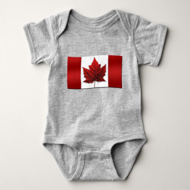Body Para Bebé Baby Canada Flag Souvenir Organic One Piece (Anverso)