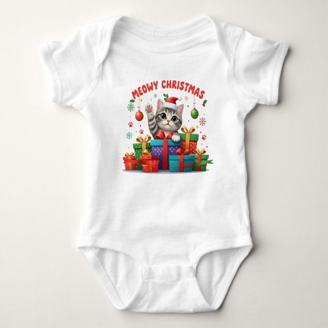 Body Para Bebé Baby Christmas Kitty With Gift (Anverso)