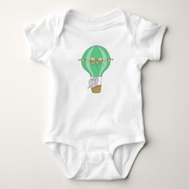 Body Para Bebé Baby Elephant Flying in Balloon Gender Neutral  (Anverso)