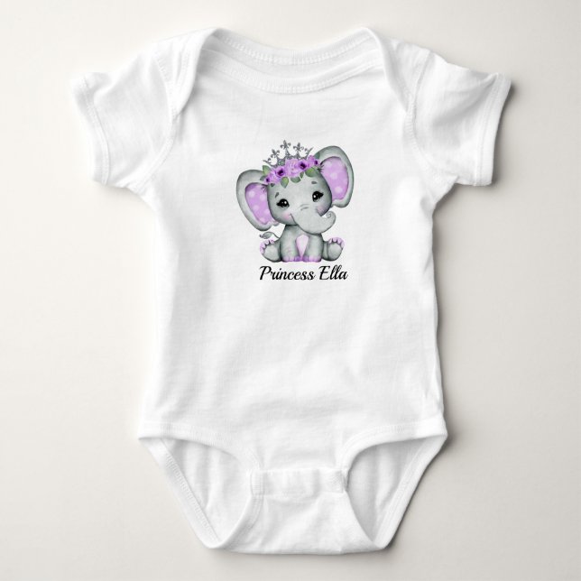 Body Para Bebé Baby Elephant with Flowers  (Anverso)