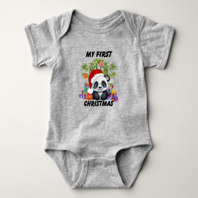 Body Para Bebé Baby First Christmas Cute Panda Bear Bodysuit (Anverso)