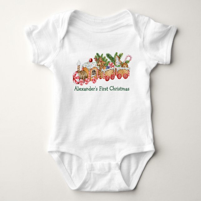 Body Para Bebé Baby First Christmas Gingerbread Train Candy (Anverso)