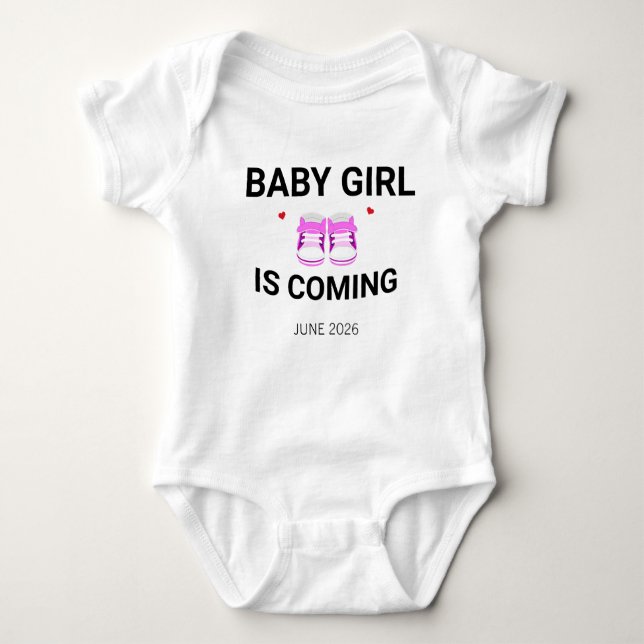 Body Para Bebé Baby Girl Coming Soon Pink Pregnancy Announcement (Anverso)