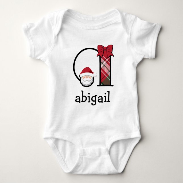 Body Para Bebé Baby Girl Plaid Santa Navidades Bodysuit inicial a (Anverso)