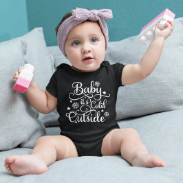 Body Para Bebé Baby hace frío afuera en negro y blanco