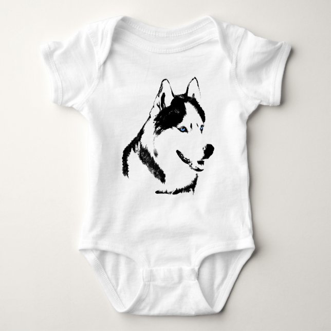 Body Para Bebé Baby Husky Creeper Sled Dog Baby Husky Gira (Anverso)