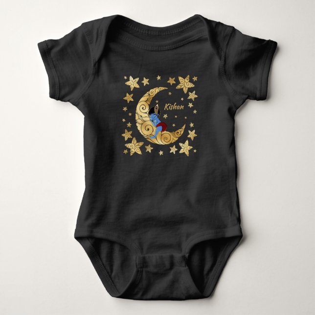Body Para Bebé Baby Krishna slapend op de maan tussen de sterren. (Anverso)
