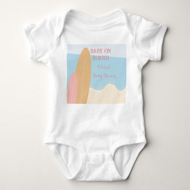 Body Para Bebé Baby on Board Surfing Beach Baby Shower (Anverso)