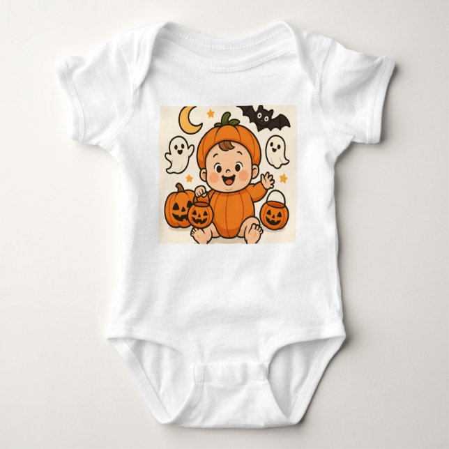 Body Para Bebé Baby one-piece with a Halloween-themed baby image (Anverso)