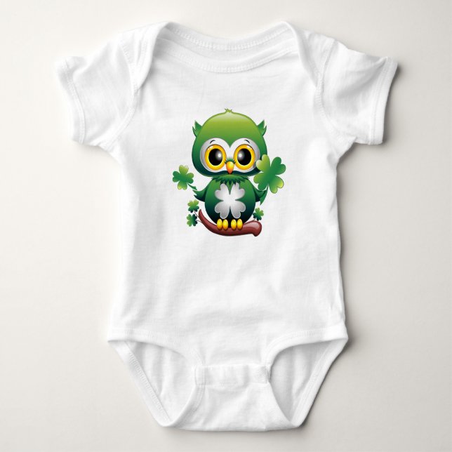 Body Para Bebé Baby Owl Cute St Patrick Cartoon (Anverso)