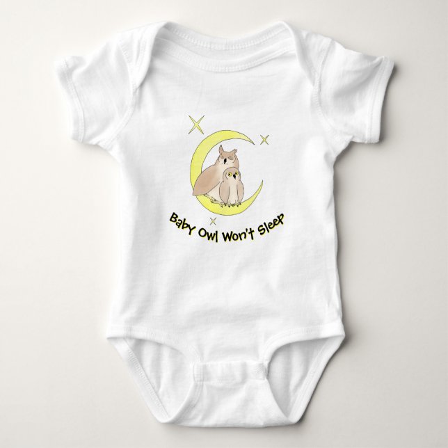 Body Para Bebé Baby Owl Won't Sleep T-Shirt (Anverso)
