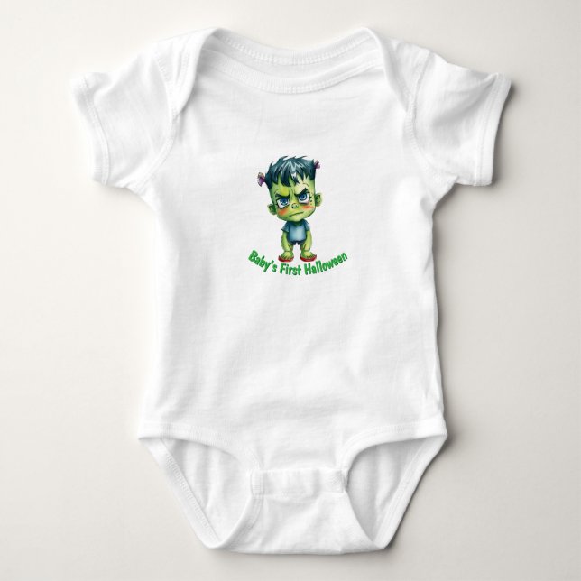 Body Para Bebé Baby’s First Halloween Frankenstein  (Anverso)
