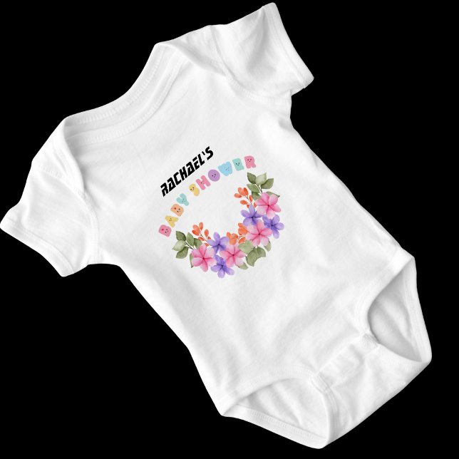 Body Para Bebé Baby Shower Chica floral rosa suave (Subido por el creador)
