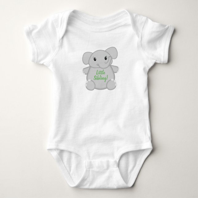 Body Para Bebé Baby Shower de Elefante Verde (Anverso)