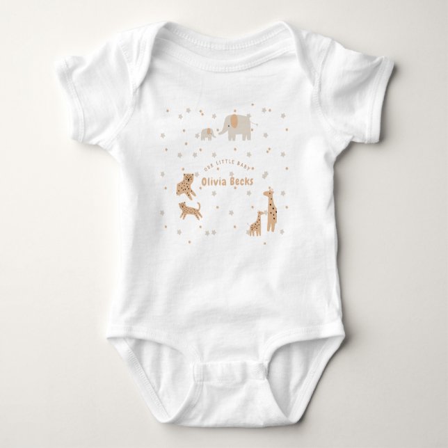 Body Para Bebé Baby Shower ilustrativo Pastel Beige Cute (Anverso)