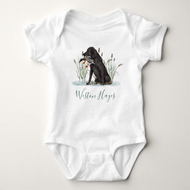 Body Para Bebé Baby Shower Preppy Southern Green Duck Boy (Anverso)
