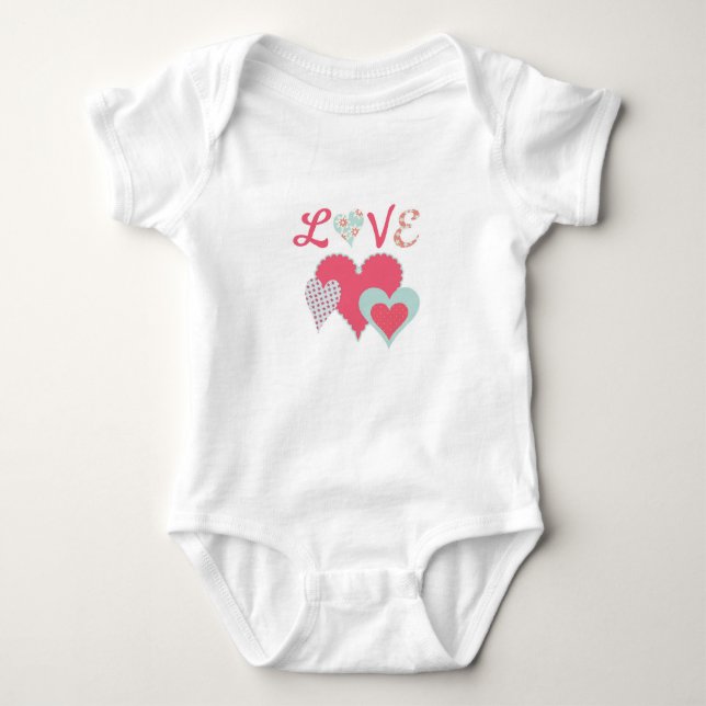 Body Para Bebé Baby Tee con corazones (Anverso)