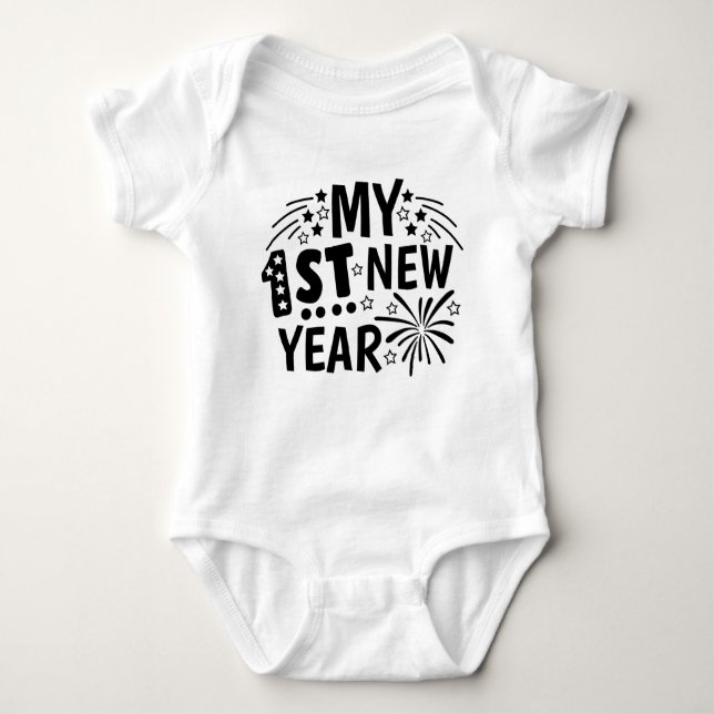 Body Para Bebé baby unisex primer arte de Año Nuevo (Anverso)