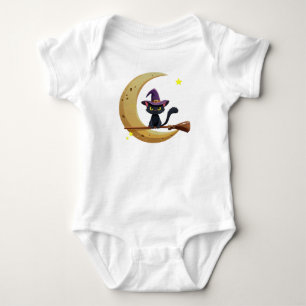 Body Para Bebé Baby Witch Kitty on Moon