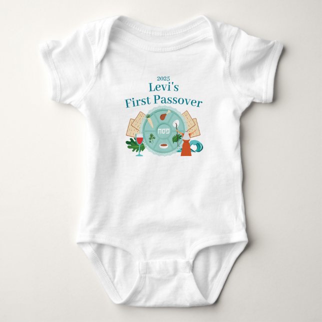 Body Para Bebé Babys 1ª Pascua Personalizado Azul niño nombre año (Anverso)