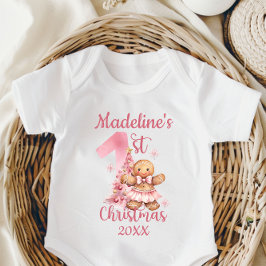 Body Para Bebé Baby's First Christmas Custom Name Gingerbread