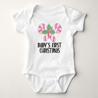 Body Para Bebé Babys First Christmas Pink Candy Canes