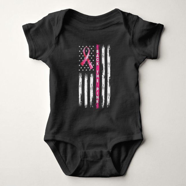 Body Para Bebé Back The Pink Ribbon Flag Breast Cancer Awareness  (Anverso)
