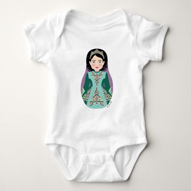 Body Para Bebé Bailarina irlandesa Black Hair Matryoshka Baby Bod (Anverso)