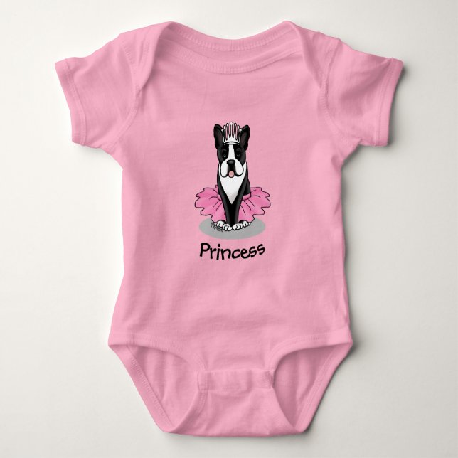 Body Para Bebé Bailarina Princesa Ballet Boston Terrier (negro) (Anverso)