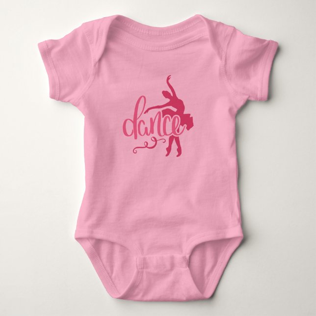 Body Para Bebé Baile de ballet rosado Ballerina Silhouette (Anverso)