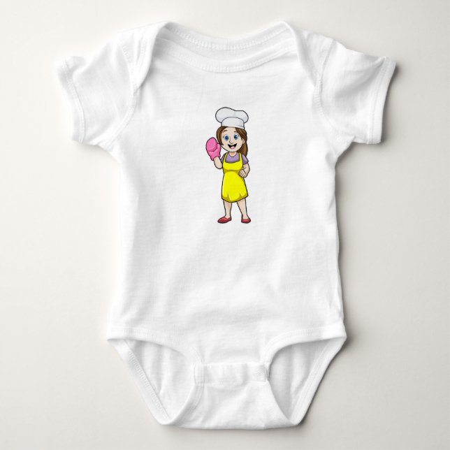 Body Para Bebé Baker con guantes de huevo y delantal de cocina (Anverso)