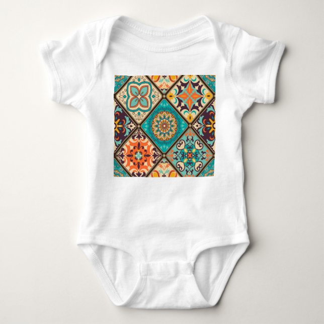 Body Para Bebé Baldosas de mosaico colorido: motivos islámicos. (Anverso)